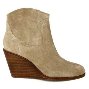 NEW Lucky Brand Wadier Booties Womens Size 9.5 Wedge Heel Tan Suede [jb]
